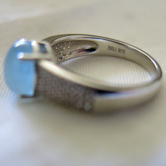 NWT $88 Blue Aquamarine With Rhodium Over Sterling Silver Ring Size 6 - Picture 2 of 12